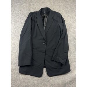 CHADWICKS Womens 12T Tall Blazer Single Button Black Jacket Career Preppy Office